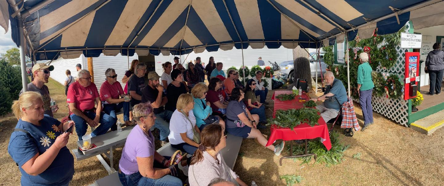 MCTA wreath making demonstration at the 2024 Fryeburg Fair